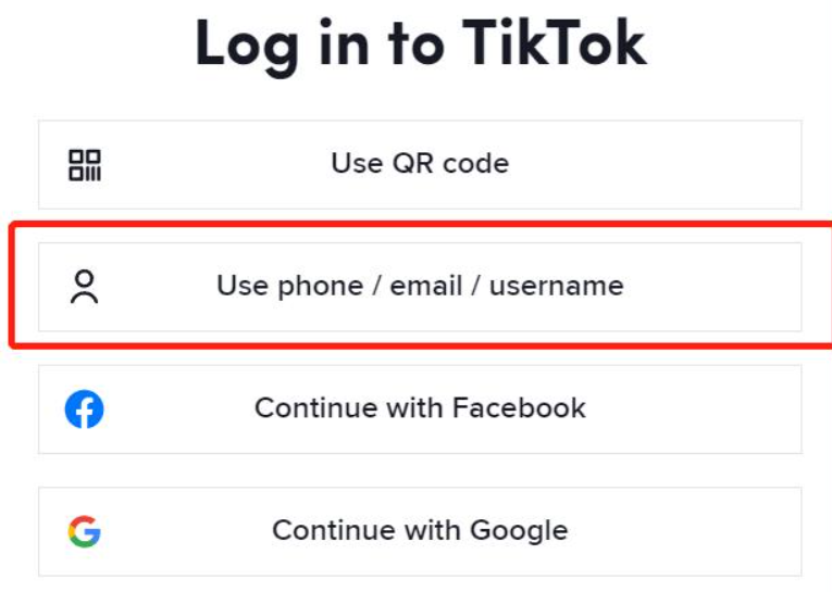 TikTok登录界面